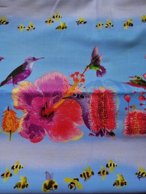 Fun fabric used to sew a gift for my daughter, a true Birder.