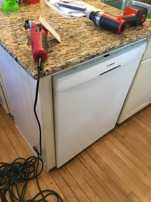 I wish I would have taken before photos, but  the dishwasher stuck out about 3 inches. The dishwasher after I installed it. Looks great!