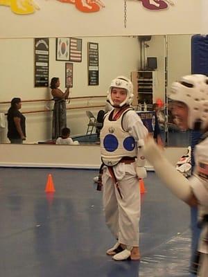 Michael testing for a belt.