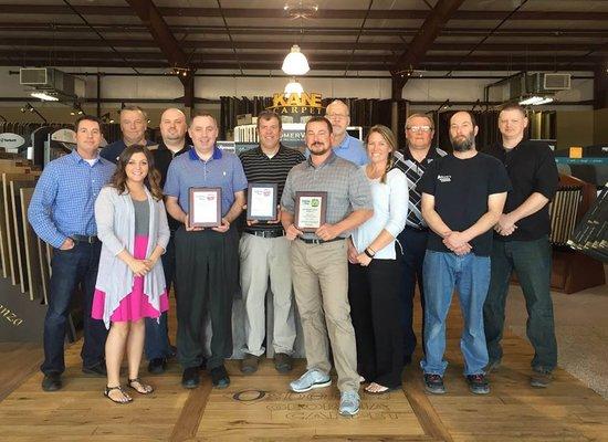 Osborn's Georgia Carpet Staff Wabash Valley Tribune Star Readers' Choice 'Best Place to Buy Carpet' Award Winners 2014, 2015, & 2016.