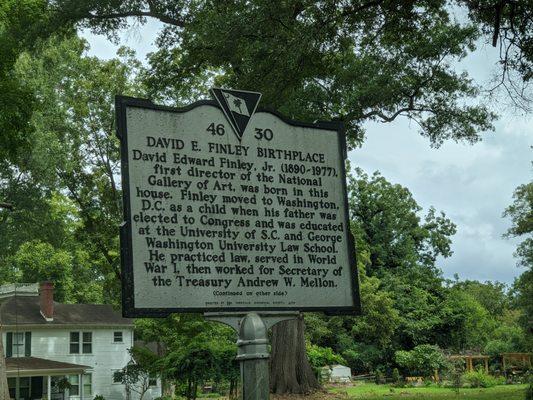 David Finley Birthplace Historical Marker, York SC