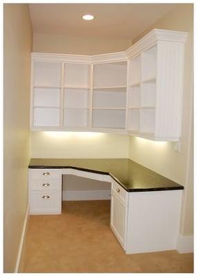 Custom home office desk and cabinetry.