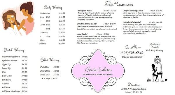 Price Menu & Descriptions