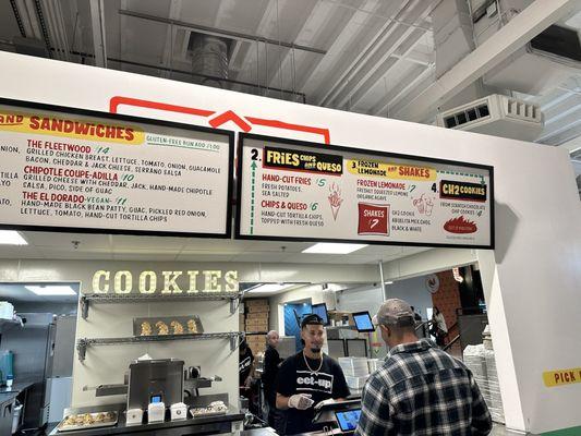 Fries, drinks, and cookies!