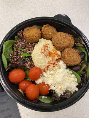 Falafel Bowl with Greek Dressing. Yummy!