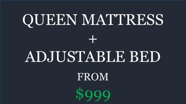 Qn mattress & Adj Base $999