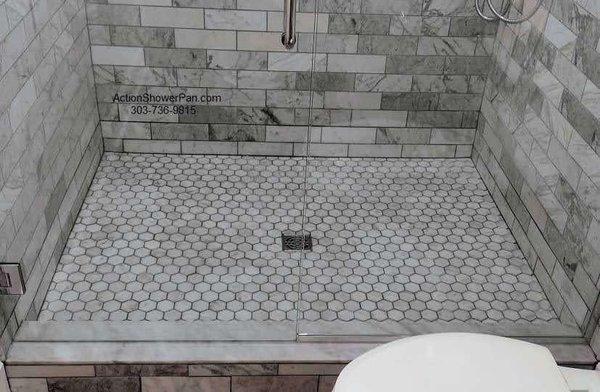 Tile Installer Denver, CO

This cement-poured shower pan is tiled with marble tile & waterproofed with Schluter-Kerdi