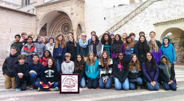 All 8th graders go to Italy (including Assisi) on a class trip as a last hurrah as a St. Francis School Wolf.