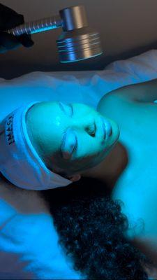 Led Light Therapy - I used cyan on this client to target inflammation and swollen capillaries!