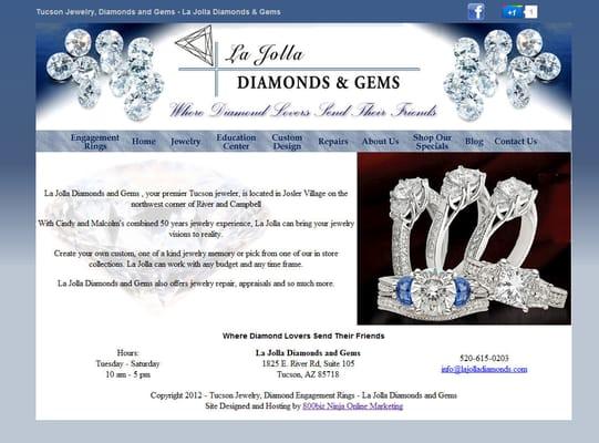 Website designed and hosted for La Jolla Diamonds and Gems, local jewelry store.