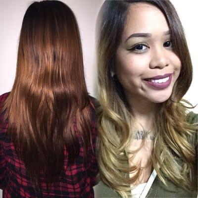 Before & After: Orange/Brown Color  Balayage/Ombré. Can't wait to my second session to go more blonde!