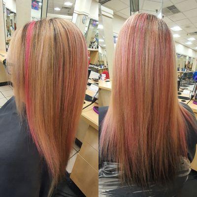 Blonde+pink dimensional color