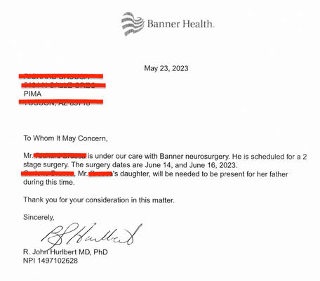 A neurosurgeon's letter is not good enough for Sunny Buns.