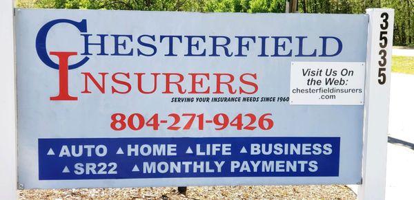 The Chesterfield Insurers sign.