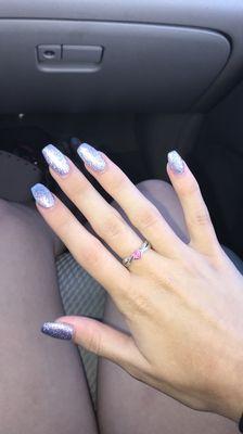 Lavender glittery nails