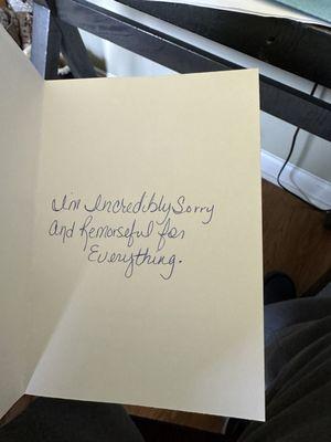 What happened that this message was sent in a card with no name on it?