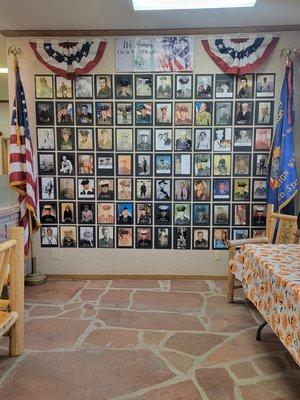 Veterans Wall of Honor. All community members encouraged to bring in your veteran's photo to be displayed every November.