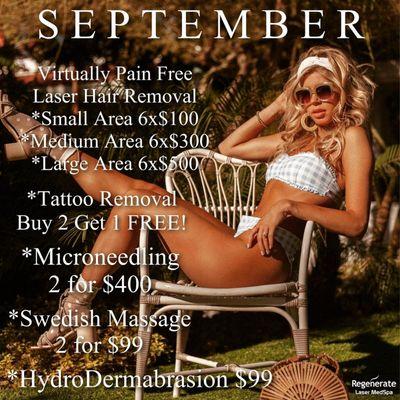 September 2021 promos are here and available!! book your appointment now