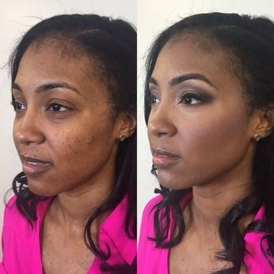 Air brush makeup before and after by Sarah Peake