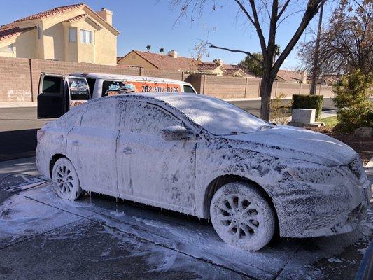 Love how they put so much soap on the car