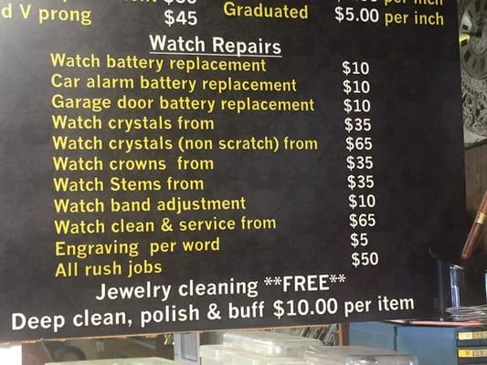 Watch repairs from battery replacement, and watch crystals to complete watch service. Also replace batteries for car key remotes