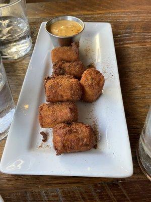 Tater tots with crab meat & dipping sauce