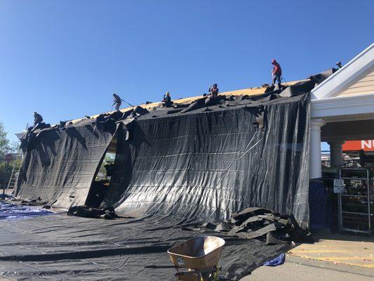 Removal of the old roofing system at the Home Depot Store in Plymouth MA.