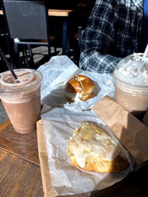 Bagel with Plain Cream Cheese & two blended coffees