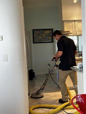 Cleaning my kitchen tile