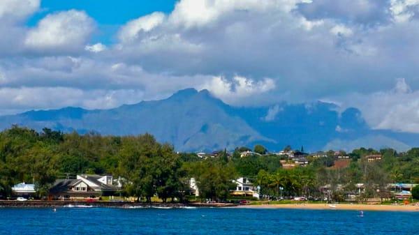 Kalapaki Beach Mauna (Mountain) View near Anchor Cove Shopping Center