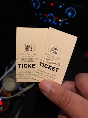 Drink tickets