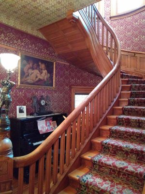 The flying staircase in the foyer.