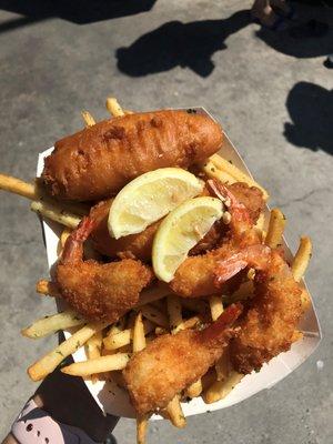 Our new Samuel Adams beer battered cod, new breaded shrimp, and fan favorite garlic fries