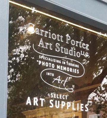 Garriott Porter Art Studio,LLC Select Art Supplies window signage