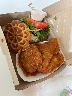 Crispy Buffalo Chicken and Waffles