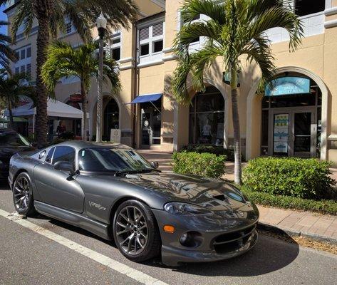 Nice limited edition Viper GTS outside cerulean Blu, downtown St Petersburg