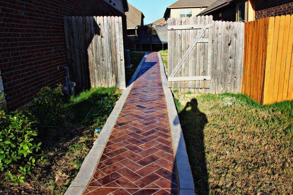 Concrete Walkway with Brick Overlay