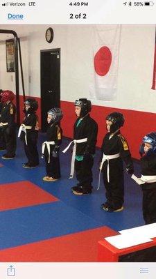 Little Ninja's getting ready to battle.  Lol