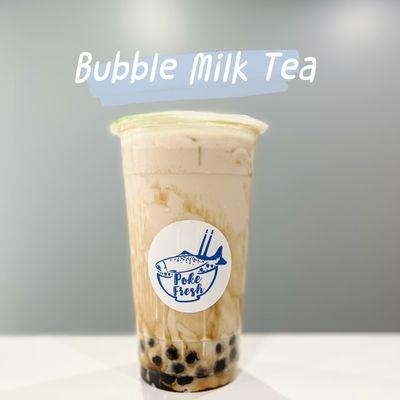 Black tea with non-dairy cream and topped with bubble