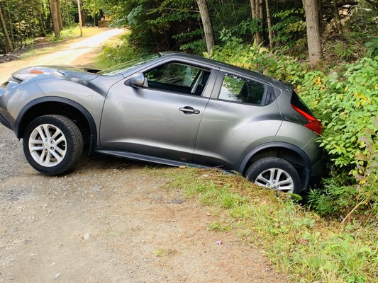 My car in a ditch in Ashburnham