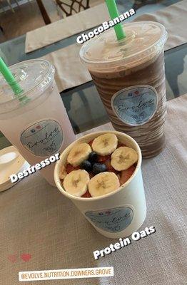 Destressor tea, Protein Oats ChocoBanana