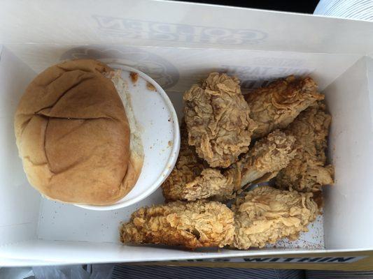 Wicked wings 6 pc combo meal - Cole slaw is in the paper cup, sweet tea not pictured