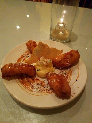 Fried banana with ice cream and caramel sauce!!! Yum