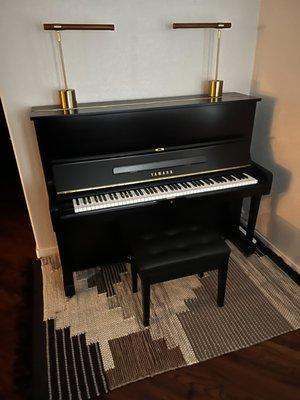 Refurbished (1974) Yamaha U1 48" in Black Satin from Caruso Pianos, New London, CT