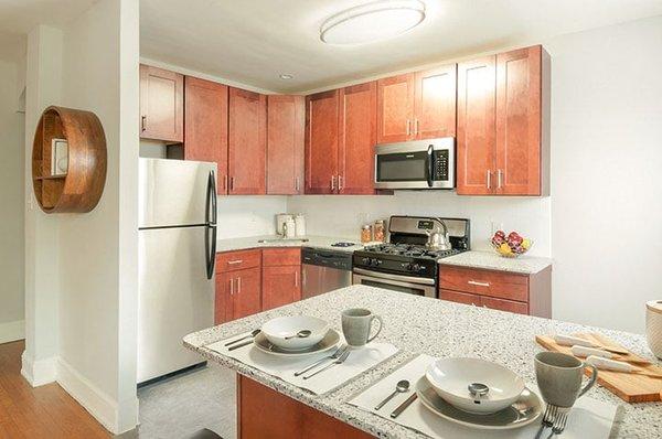 Renovated kitchen with quartz and stainless.