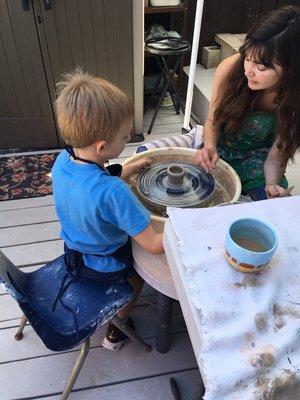 Wheel thrown pottery , firing and glazing