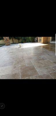 Outside patio floor Travertine  Versailles pattern @ temecula CA