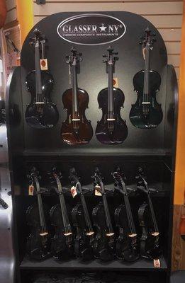 our Glasser Carbon Composite electric violin display