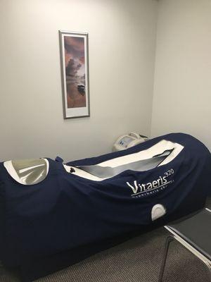 Hyperbaric oxygen chamber. Really cool! I didn't need it for my treatments but Dr. M will tailor yours to what you need.