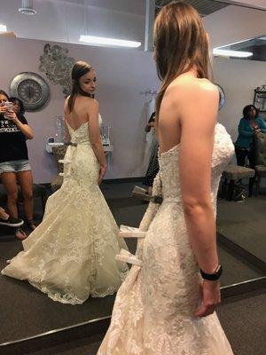 Side view of the size 10 dress at the store